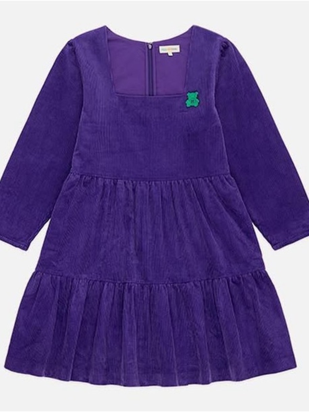 Teddy Fresh Purple Corduroy Tiered Long Sleeve Dress
